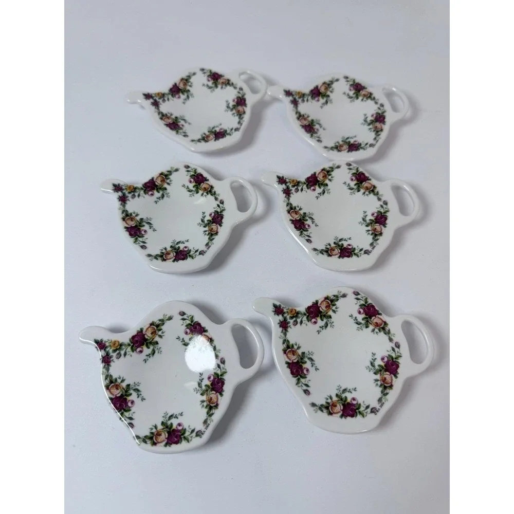 Royal Albert Old Country Roses Melamine Tea Bag Holders Lot Of 6 #3